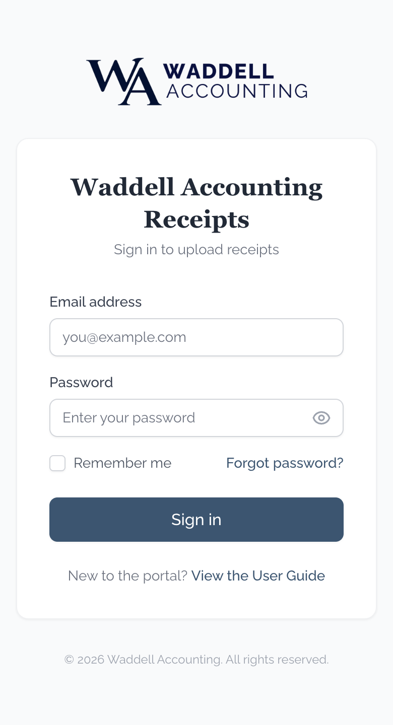 Mobile login screen