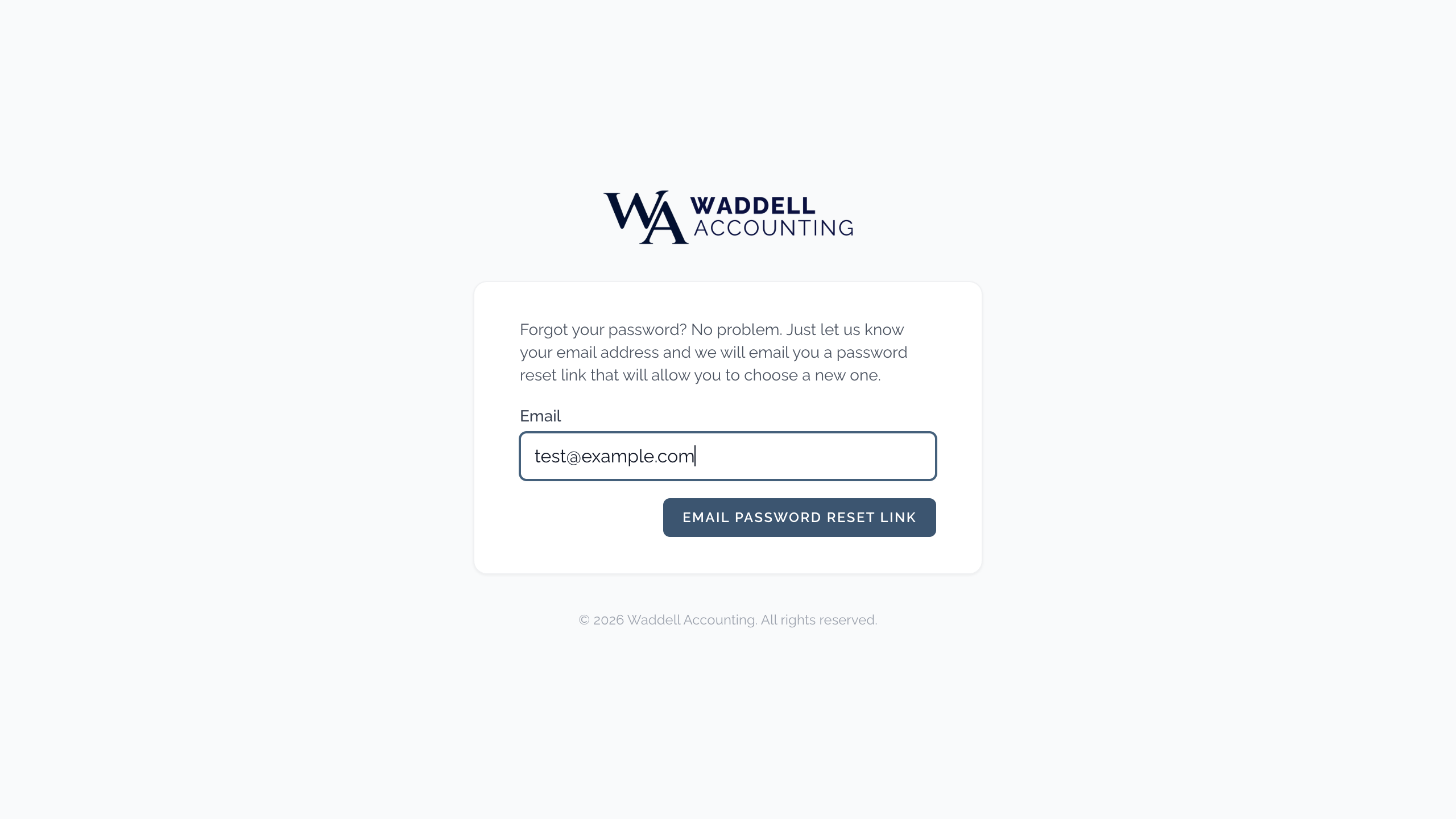 Reset password screen